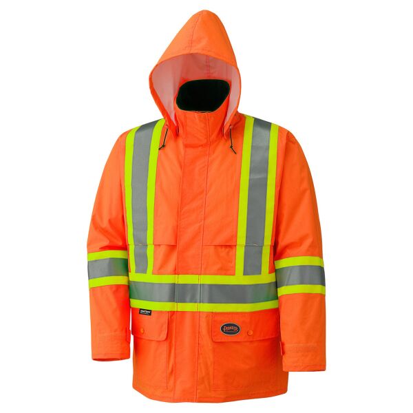 COG - Hi-Viz Orange 150D Lightweight Waterproof Safety Jacket with Detachable Hood Thumbnail